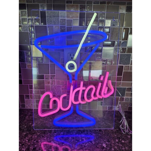 Cocktail Martini Glass,  Acrylic 16" Neon Light Sign - Picture 1 of 5